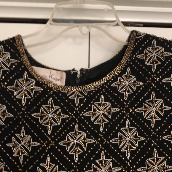 Vintage Beaded Black and Gold Formal Dress - Picture 5 of 16